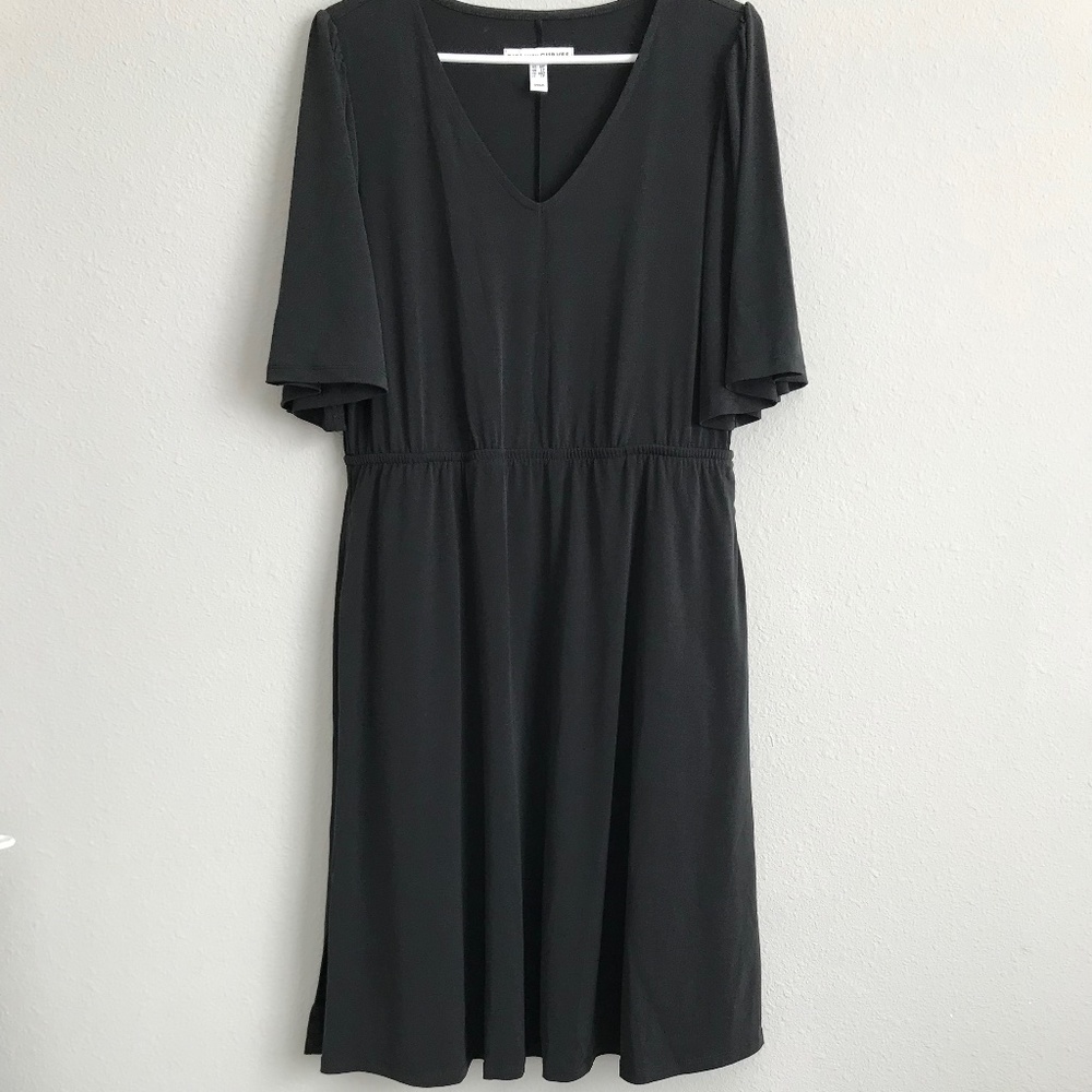 Girl With Curves Petite Knit Midi Dress with Flutter Sleeve - Black () a504599